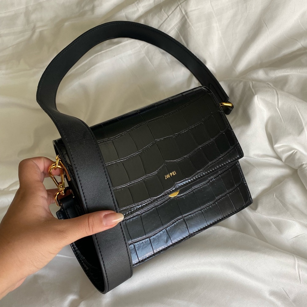 JW PEI Mini Flap Bag - Black Croc